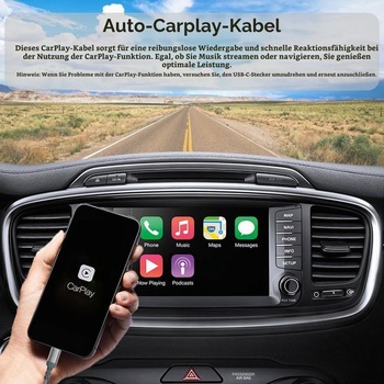 Kábel USB-USB-C, kábel do auta CarPlay, rýchlonabíjací kábel typu C pre iPhone 16/16 Pro Max, 15