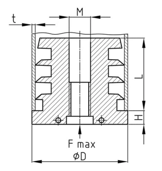 Design61 8x závitové zátky, seřizovací zátky pro kulaté trubky s plastovým závitem M10 Ø 20 mm,