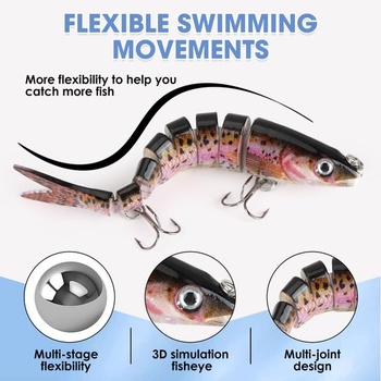 3dielna sada rybárskych nástrah typu crankbait, umelé woblery, viacdielne mäkké plastové nástrahy,