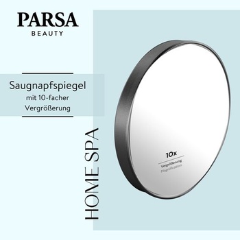 PARSA BEAUTY Zrcadlo s přísavkami do koupelny (matná černá) Matná černá