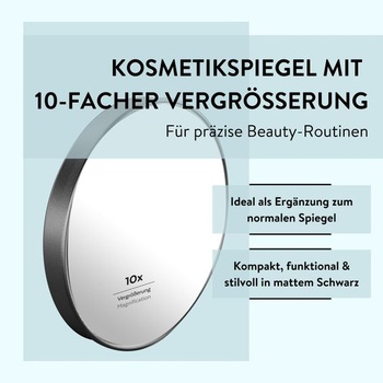 PARSA BEAUTY Zrcadlo s přísavkami do koupelny (matná černá) Matná černá