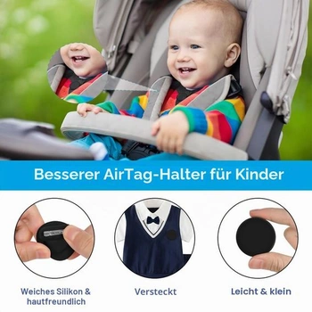AXFEE Skryté pouzdro AirTag, silikonové ochranné pouzdro pro děti, černé.