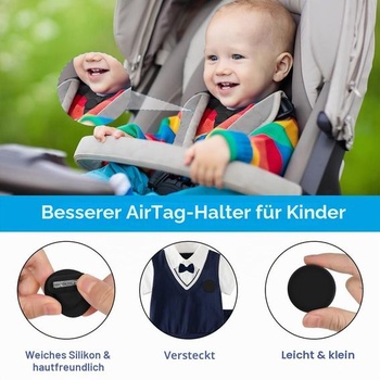 AXFEE Skryté puzdro AirTag, silikónové ochranné puzdro pre deti, čierne.