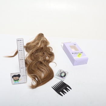 BARSDAR 63cm syntetická sponka na vlasy zlatisto blond vlnitý cop predĺženie zlatisto blond melír