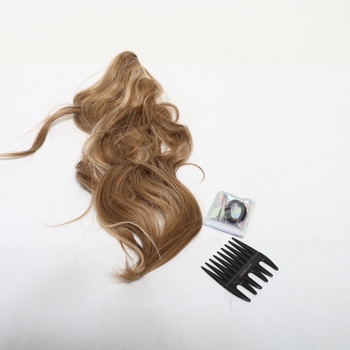 BARSDAR 63cm syntetická sponka na vlasy zlatisto blond vlnitý cop predĺženie zlatisto blond melír