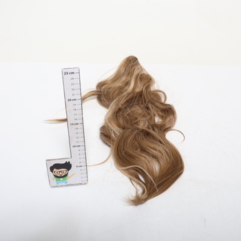 BARSDAR 63cm syntetická sponka na vlasy zlatisto blond vlnitý cop predĺženie zlatisto blond melír