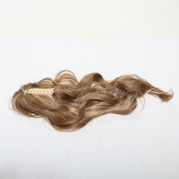BARSDAR 63cm syntetická sponka na vlasy zlatisto blond vlnitý cop predĺženie zlatisto blond melír