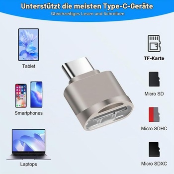 Čítačka kariet Micro SD AXFEE, USB C na SD, s adaptérom USB (zlatá) typu C s adaptérom USB 3.0 - zlatá