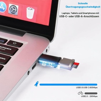 Čítačka kariet Micro SD AXFEE, USB C na SD, s adaptérom USB (zlatá) typu C s adaptérom USB 3.0 - zlatá
