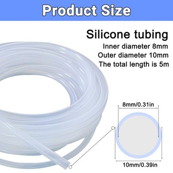 Silikónová hadica 5M, flexibilná hadica, vnútorný priemer 8 mm x vonkajší priemer 10 mm, silikónové