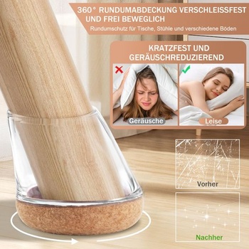 24 krytiek nôh stoličky pre šikmé nohy stoličky, veľkosť S (vhodné pre 14-19 mm)