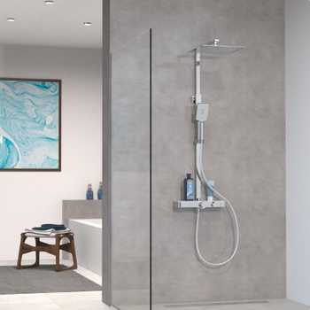 Sprchový systém Ocean s termostatom, tyč 80-120 cm, strieborný