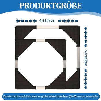 Podstavec pračky s kolečky - nerezová ocel, nastavitelná 43-65 cm
