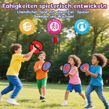 Sunrad hra s loptičkami na suchý zips, plážová hračka, hádzacia hra pre deti so 4 chytacími diskami a 4