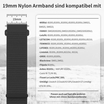 Chinbersky nylonové řemínky na hodinky 16 mm 18 mm 19 mm 20 mm 22 mm rychloupínací nastavitelné