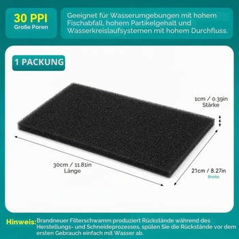 Filtračná podložka do akvária, filtračná huba, filtračná pena 300x210x10mm, filtračná huba rezaná