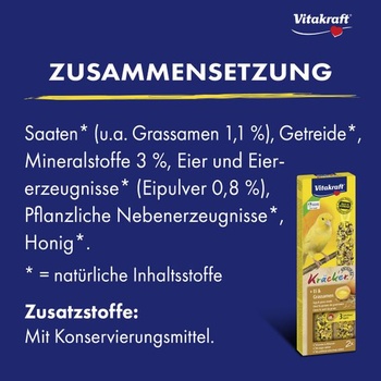 Vitakraft krekry, kousací tyčinky pro kanárky, s vejcem a travním semínkem, s vitamíny a minerály,