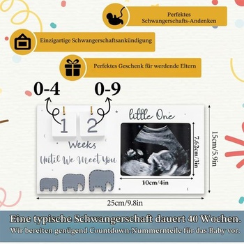 Dřevěný rámeček na dětské fotografie PANYI Baby Scan s ultrazvukovým snímkem