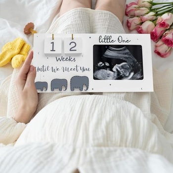 Drevený rámček na detské fotografie PANYI Baby Scan s ultrazvukovou snímkou