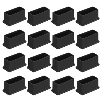 QUARKZMAN 16 kusov PVC štvorcových krytiek nôh na stoličky, vonkajší priemer 50x20 mm, čierne, 50 mm x 20