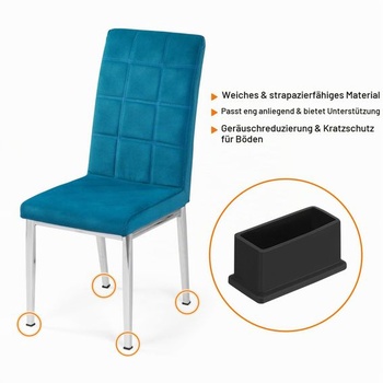 QUARKZMAN 16 kusů PVC čtvercových krytek nohou na židle, vnější průměr 50x20 mm, černé, 50 mm x 20