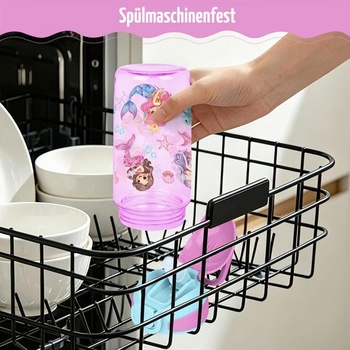 Detská fľaša na pitie 550ml, nepriepustná, so slamkou, tritanový design, morská panna