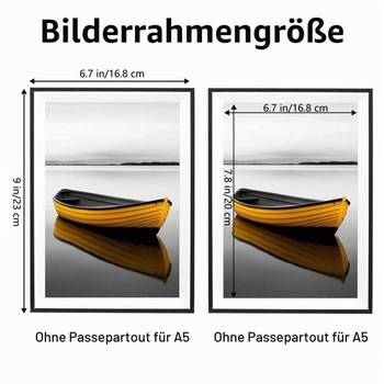 Čiernobiele fotorámiky A5, sada 3 kusov, 14,8x21 cm, čierny rám A5-3P