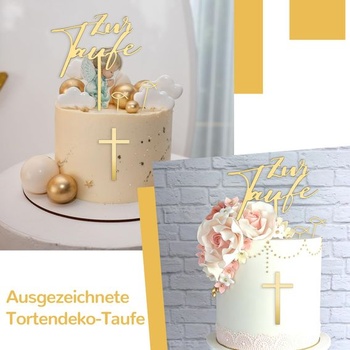4dielna sada na zdobenie torty na krstiny, krížová ozdoba na tortu, akrylová zlatá ozdoba na tortu