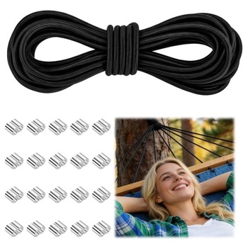 10mm elastická šnúra, 10m bungee šnúra, elastická bungee šnúra pre plachty prívesov, čierne plachtové