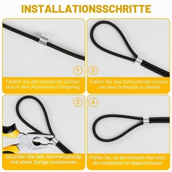 10mm elastická šňůra, 10m bungee šňůra, elastická bungee šňůra pro plachty přívěsů, černé plachtové
