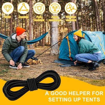 10mm elastická šňůra, 10m bungee šňůra, elastická bungee šňůra pro plachty přívěsů, černé plachtové