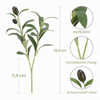 12 umělých olivových ratolestí 30 cm / 11,8 palce Umělý olivovník