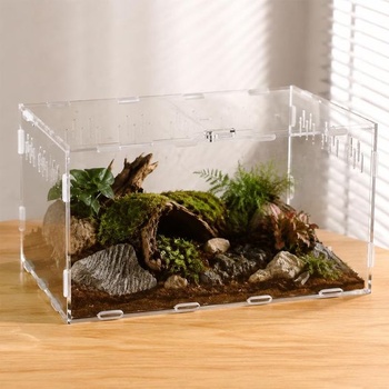Terárium pro šneky, akrylové terárium 30x20x15cm s větracími otvory