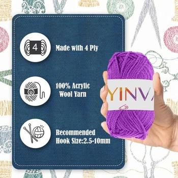 YINVA Háčkovacia priadza 6 farieb x 25g Vlna na háčkovanie Farebná vlna na pletenie Háčkovacia priadza pre