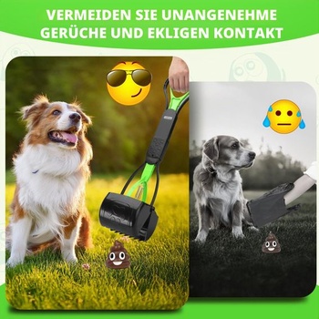 Naběračka na psí exkrementy Nobleza, přenosná skládací, 60 cm, s 1 rolí sáčků na exkrementy a 1