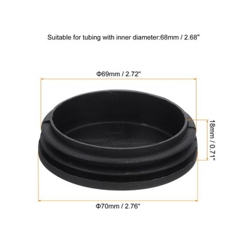 QUARKZMAN 6 kusů kulatých zátek do potrubí, černé lamelové zátky, vnitřní průměr 68 mm, vnitřní