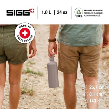 Sigg - Hliníková fľaša na vodu - Cestovné - Vyrobené vo Švajčiarsku - Certifikované Climate Partner -