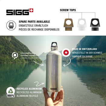 Sigg - Hliníková fľaša na vodu - Cestovné - Vyrobené vo Švajčiarsku - Certifikované Climate Partner -