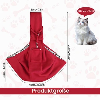 Taška cez rameno pre psov, vínová, Snuggle Sling pre psov do 7,5 kg