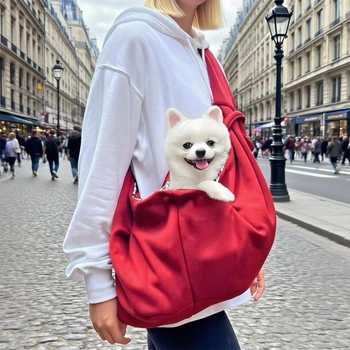 Taška přes rameno pro psy, vínová, Snuggle Sling pro psy do 7,5 kg