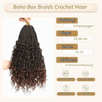 8 balení bob háčkovaných copánků