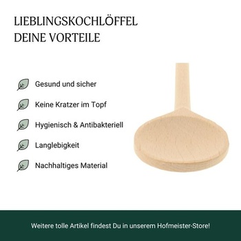 HOFMEISTER® Drevená vareška 40 cm - Buková drevená miešacia lyžica, nepoškriabe hrnce s povrchovou