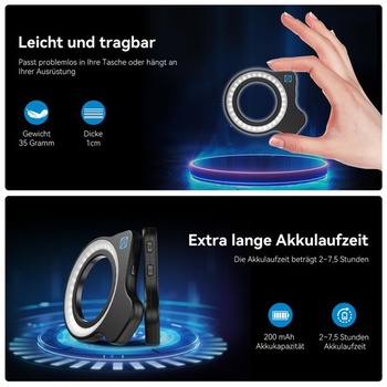 Doplňkové světlo APEXEL pro makro objektivy se závitem 37/52 mm a svorkou, 45 režimů svícení,