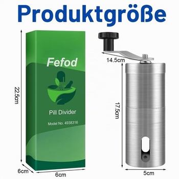 Drtič tablet z nerezové oceli s otočným mechanismem, malý drtič tablet, mlýnek na tablety, drtič