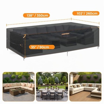 GARPROVM Voděodolný kryt na zahradní nábytek, 350x260x90cm XXL, 420D Oxford s ventilací, ochranný