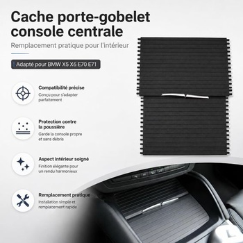 Roletka pro středovou konzolu, držák nápojů, pro BMW X5 E70 a X6 E71 2007–2013, 51166954943