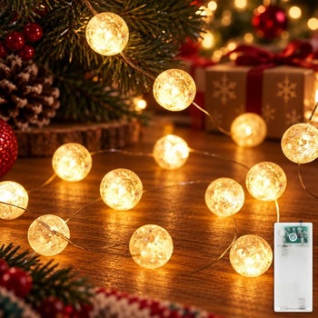 Liyade krištáľové gule, reťazec svetiel 2m, 20 LED diód s časovačom, 2m, 20 LED korálikov