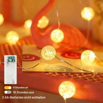 Liyade krištáľové gule, reťazec svetiel 2m, 20 LED diód s časovačom, 2m, 20 LED korálikov