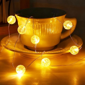Liyade krištáľové gule, reťazec svetiel 2m, 20 LED diód s časovačom, 2m, 20 LED korálikov
