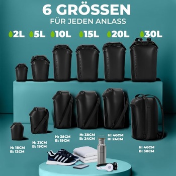 Nordlight Dry Bag Vodeodolná taška Vodeodolná taška Taška na nosenie 2 l Čierna (nepriehľadná)